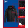 imageReebok Mens Jacket  Warm Insulated Quilted Puffer Jacket with Sweater Fleece Sleeves  Hooded Outdoor Jacket for Men MXLBlack