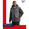 imageReebok Mens Jacket  Warm Insulated Quilted Puffer Jacket with Sweater Fleece Sleeves  Hooded Outdoor Jacket for Men MXLCharcoal Grey