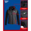 imageReebok Mens Jacket  Warm Insulated Quilted Puffer Jacket with Sweater Fleece Sleeves  Hooded Outdoor Jacket for Men MXLCharcoal Grey