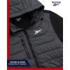 imageReebok Mens Jacket  Warm Insulated Quilted Puffer Jacket with Sweater Fleece Sleeves  Hooded Outdoor Jacket for Men MXLCharcoal Grey