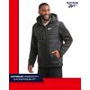 imageReebok Mens Jacket  Warm Insulated Quilted Puffer Jacket with Sweater Fleece Sleeves  Hooded Outdoor Jacket for Men MXLJet Black