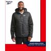 imageReebok Mens Jacket  Warm Insulated Quilted Puffer Jacket with Sweater Fleece Sleeves  Hooded Outdoor Jacket for Men MXLJet Black