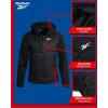 imageReebok Mens Jacket  Warm Insulated Quilted Puffer Jacket with Sweater Fleece Sleeves  Hooded Outdoor Jacket for Men MXLJet Black