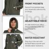 imageReebok Rain Jacket Men with Hood Windbreaker Men Lightweight Waterproof JacketOlive
