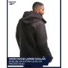 imageReebok Softshell Mens Winter Jacket  2 in 1 System Hooded Windbreaker Softshell Jacket Removable Puffer Winter Coats for MenJet Black