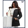 imageReebok Womens Winter Jacket  Sherpa Fleece Lined Reversible Insulated Puffer Parka Winter Coats for Women with Faux Fur HoodEbony Black