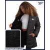 imageReebok Womens Winter Jacket  Sherpa Fleece Lined Reversible Insulated Puffer Parka Winter Coats for Women with Faux Fur HoodJet Black