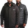 imageReebok Softshell Mens Winter Jacket  2 in 1 System Hooded Windbreaker Softshell Jacket Removable Puffer Winter Coats for MenJet Black