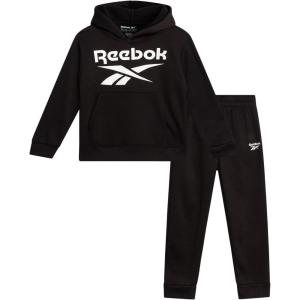 imageReebok Baby Boys Pants Set  2 Piece Pullover Hoodie and Joggers Jog Set  Cozy Fleece Play Wear Pant Sets for Toddler SizesBlack