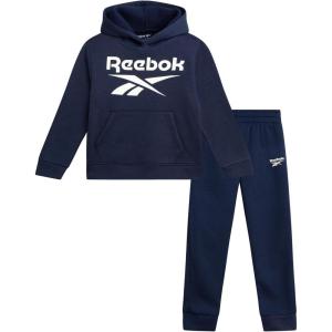 imageReebok Baby Boys Pants Set  2 Piece Pullover Hoodie and Joggers Jog Set  Cozy Fleece Play Wear Pant Sets for Toddler SizesVector Navy