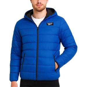 imageReebok Mens Jacket  Lightweight Hooded Quilted Puffer Coat  Warm Insulated Winter Jacket for Men S4XVector Blue
