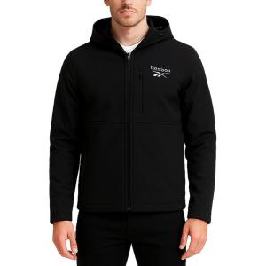 imageReebok Mens Jacket  Water Resistant Zip Up Sherpa Fleece Lined Softshell Mens Lightweight Jacket  Winter Jackets for MenBlack Ink