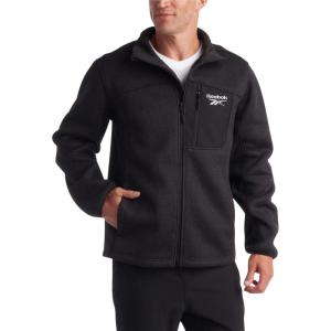 imageReebok Mens Sweater Jacket  Fleece Lined Weather Resistant Insulated Outerwear  Cozy Sweater Jackets for Men SizesMXXLBlack HeatherBlack