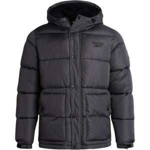 imageReebok Mens Winter Jacket  Heavyweight Insulated Mens Winter Coat  Wind Water Resistant Quilted Puffer Jackets for MenCharcoal