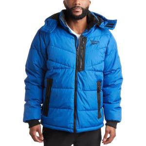 imageReebok Mens Winter Jacket  Thick Heavyweight Ski Winter Coat  Warm Insulated Quilted Hooded Puffer Coat for MenBatik Blue