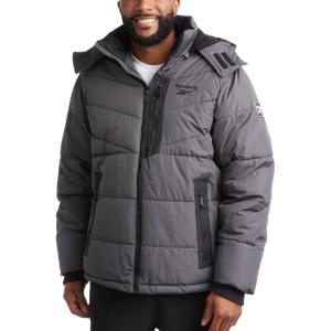 imageReebok Mens Winter Jacket  Thick Heavyweight Ski Winter Coat  Warm Insulated Quilted Hooded Puffer Coat for MenCharcoal