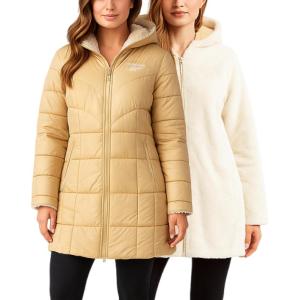 imageReebok Womens Winter Jacket  Sherpa Fleece Lined Reversible Insulated Puffer Parka Winter Coats for Women with Faux Fur HoodChampagne
