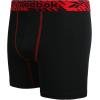 imageReebok Boys Boxer Briefs  4 Pack Soft Comfort Performance Stretch Breathable 5 Inseam Boxer Briefs Boys Underwear 618Red PrintBlackFire Truck RedGrey