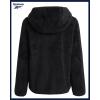 imageReebok Girls Fleece Jacket  Full Zip Soft Sherpa Faux Fur Coat Hooded Winter Jacket  Warm Teddy Coat for GirlsJet Black