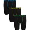 imageReebok Boys Boxer Briefs  3 Pack Performance Long Leg Boxer Briefs Boys Underwear with Support Pouch 6 Inseam 618Solid Black With Contrast