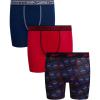 imageReebok Boys Boxer Briefs  3 Pack Performance Soft Stretch Breathable 5 Inseam Boxer Briefs Boys Underwear 618Blue DepthsChinese RedBlack Print
