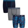 imageReebok Boys Boxer Briefs  3 Pack Performance Soft Stretch Breathable 5 Inseam Boxer Briefs Boys Underwear 618Maritime Blue PrintMaritime BlueStone Grey