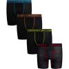imageReebok Boys Boxer Briefs  4 Pack Soft Comfort Performance Stretch Breathable 5 Inseam Boxer Briefs Boys Underwear 618BlackBlack Print With Contrast