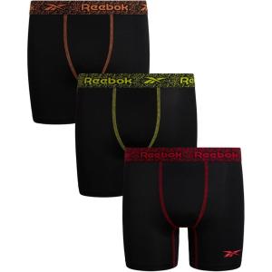 imageReebok Boys Boxer Briefs  3 Pack Performance Soft Stretch Breathable 5 Inseam Boxer Briefs Boys Underwear 618Classic Black With Contrast