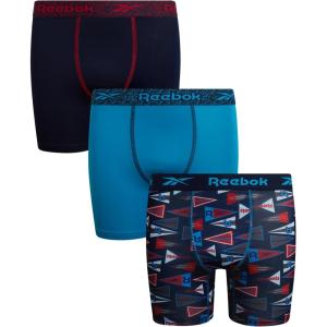 imageReebok Boys Boxer Briefs  3 Pack Performance Soft Stretch Breathable 5 Inseam Boxer Briefs Boys Underwear 618Maritime Blue PrintMaritime BlueAtomic Blue