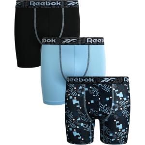 imageReebok Boys Boxer Briefs  3 Pack Performance Soft Stretch Breathable 5 Inseam Boxer Briefs Boys Underwear 618PrintSkyBlack