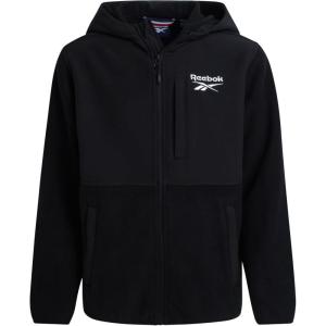 imageReebok Boys Fleece Jacket  Weather Resistant Hooded Full Zip Polar Fleece Jacket for Boys  Lightweight Outerwear JacketsBlack Ink
