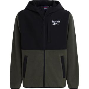 imageReebok Boys Fleece Jacket  Weather Resistant Hooded Full Zip Polar Fleece Jacket for Boys  Lightweight Outerwear JacketsOlive