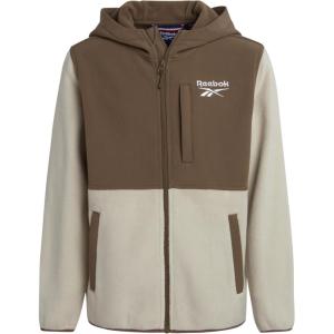 imageReebok Boys Fleece Jacket  Weather Resistant Hooded Full Zip Polar Fleece Jacket for Boys  Lightweight Outerwear JacketsStucco