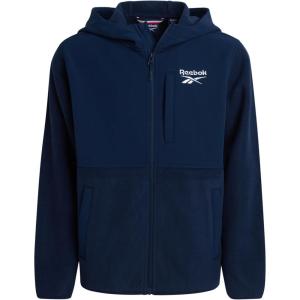 imageReebok Boys Fleece Jacket  Weather Resistant Hooded Full Zip Polar Fleece Jacket for Boys  Lightweight Outerwear JacketsVector Navy Blue