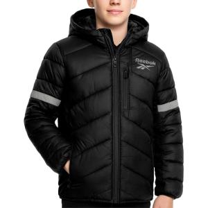 imageReebok Boys Puffer Jacket  Heavyweight Quilted Wind ampamp Water Resistant Boys Winter Coat  Insulated Bubble Kids Winter JacketBlack Ink