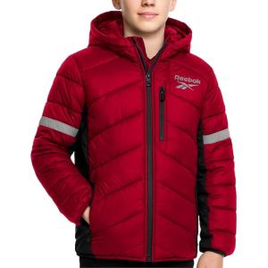 imageReebok Boys Puffer Jacket  Heavyweight Quilted Wind ampamp Water Resistant Boys Winter Coat  Insulated Bubble Kids Winter JacketRed