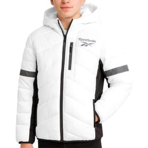 imageReebok Boys Puffer Jacket  Heavyweight Quilted Wind ampamp Water Resistant Boys Winter Coat  Insulated Bubble Kids Winter JacketWhite