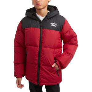 imageReebok Boys Puffer Jacket  Heavyweight Water ampamp Wind Resistant Quilted Boys Winter Coat  Fleece Insulated Kids Winter JacketBlackRed