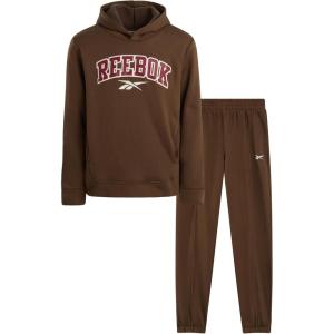 imageReebok Boys Sweatsuit Set  2 Piece Soft Fleece Pullover Matching Hoodies Sweatshirt and Jogger Sweatpants 412Brown