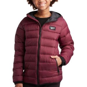 imageReebok Boys Winter Coat  Lightweight Insulated Puffer Jacket  Wind ampamp Water Resistant Quilted Hooded Winter Jacket for BoysClassic Maroon