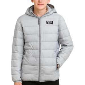 imageReebok Boys Winter Coat  Lightweight Insulated Puffer Jacket  Wind ampamp Water Resistant Quilted Hooded Winter Jacket for BoysIce Grey