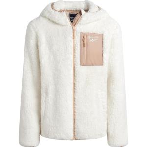 imageReebok Girls Fleece Jacket  Full Zip Soft Sherpa Faux Fur Coat Hooded Winter Jacket  Warm Teddy Coat for GirlsCream