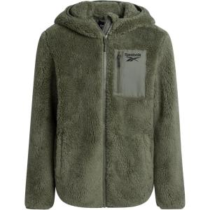 imageReebok Girls Fleece Jacket  Full Zip Soft Sherpa Faux Fur Coat Hooded Winter Jacket  Warm Teddy Coat for GirlsSage Mist