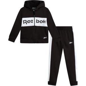 imageReebok Toddler Boys Tracksuit  2 Piece Cozy Soft Fleece Toddler Zip Up Hoodie Sweatshirt and Boys Jogger Pants OutfitBlack