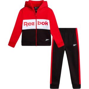 imageReebok Toddler Boys Tracksuit  2 Piece Cozy Soft Fleece Toddler Zip Up Hoodie Sweatshirt and Boys Jogger Pants OutfitBlackRed