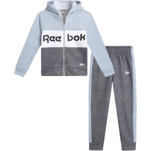 imageReebok Toddler Boys Tracksuit  2 Piece Cozy Soft Fleece Toddler Zip Up Hoodie Sweatshirt and Boys Jogger Pants OutfitDark Grey Heather