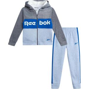 imageReebok Toddler Boys Tracksuit  2 Piece Cozy Soft Fleece Toddler Zip Up Hoodie Sweatshirt and Boys Jogger Pants OutfitLight Grey Heather