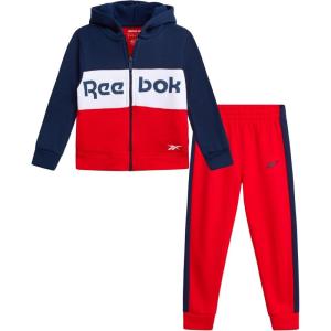 imageReebok Toddler Boys Tracksuit  2 Piece Cozy Soft Fleece Toddler Zip Up Hoodie Sweatshirt and Boys Jogger Pants OutfitVector Red