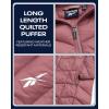 imageReebok Womens Puffer Jacket  Long Quilted Hooded Winter Coat for Women  Lightweight Packable Outerwear Jackets for WomenDark Dusty Rose