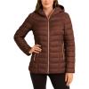 imageReebok Womens Puffer Jacket  Lightweight Packable Snow Glacier Shield Quilted Winter Coat for Women with Hood ampamp Zip PocketsCognac